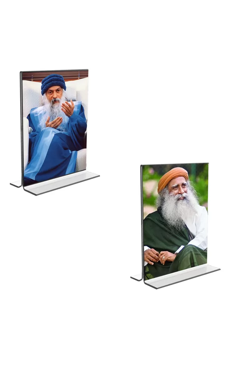 Car Desk/Table Top Osho  Acrylic T-Style Photo Stand - 2.5x3.5 Inches, Compact And Stylish Spiritual Display, Easily Change  2 Photos ( Pack Of 1 ) (F9277)