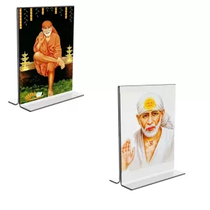 Car Desk/Table Top Sai Baba Acrylic T-Style Photo Stand - 2.5x3.5 Inches, Compact And Stylish Spiritual Display, Easily Change 2 Photos ( Pack Of 1 ) (F9280) Car Desk/Table Top Sai Baba Acrylic T-Style Photo Stand - 2.5x3.5 Inches, Compact And Stylish Spiritual Display, Easily Change 2 Photos ( Pack Of 1 ) (F9280)