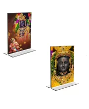 Car Desk/Table Top Sri Ram Lalla Acrylic T-Style Photo Stand - 2.5x3.5 Inches, Compact And Stylish Spiritual Display, Easily Change  2 Photos ( Pack Of 1 ) (F9285)