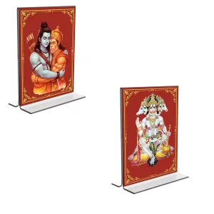 Car Desk/Table Top Sri Ram & CHanuman Acrylic T-Style Photo Stand - 2.5x3.5 Inches, Compact And Stylish Spiritual Display, Easily Change 2 Photos ( Pack Of 1 ) (F9286) Car Desk/Table Top Sri Ram & CHanuman Acrylic T-Style Photo Stand - 2.5x3.5 Inches, Compact And Stylish Spiritual Display, Easily Change 2 Photos ( Pack Of 1 ) (F9286)