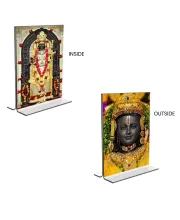 Car Desk/Table Top Lord Ram Lalla  Acrylic T-Style Photo Stand - 2.5x3.5 Inches, Compact And Stylish Spiritual Display, Easily Change  2 Photos ( Pack Of 1 ) (F9291)