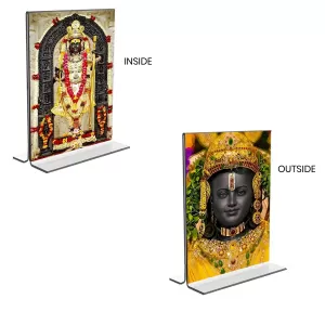 Car Desk/Table Top Lord Ram Lalla Acrylic T-Style Photo Stand - 2.5x3.5 Inches, Compact And Stylish Spiritual Display, Easily Change 2 Photos ( Pack Of 1 ) (F9291) Car Desk/Table Top Lord Ram Lalla Acrylic T-Style Photo Stand - 2.5x3.5 Inches, Compact And Stylish Spiritual Display, Easily Change 2 Photos ( Pack Of 1 ) (F9291)