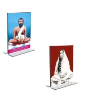 Car Desk/Table Top Sri Ramakrishna Paramhansa & Sarada Maa  Acrylic T-Style Photo Stand - 2.5x3.5 Inches, Compact And Stylish Spiritual Display, Easily Change  2 Photos ( Pack Of 1 ) (F9292)