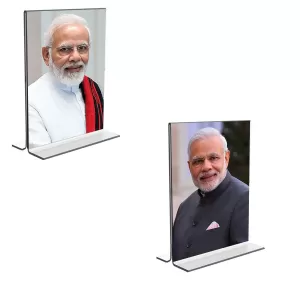 Car Desk/Table Top Sri Narendra Modi Acrylic T-Style Photo Stand - 2.5x3.5 Inches, Compact And Stylish Spiritual Display, Easily Change 2 Photos ( Pack Of 1 ) (F9295) Car Desk/Table Top Sri Narendra Modi Acrylic T-Style Photo Stand - 2.5x3.5 Inches, Compact And Stylish Spiritual Display, Easily Change 2 Photos ( Pack Of 1 ) (F9295)