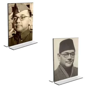 Car Desk/Table Top Netaji Subhas Chandra Bose Acrylic T-Style Photo Stand - 2.5x3.5 Inches, Compact And Stylish Spiritual Display, Easily Change 2 Photos ( Pack Of 1 ) (F9297) Car Desk/Table Top Netaji Subhas Chandra Bose Acrylic T-Style Photo Stand - 2.5x3.5 Inches, Compact And Stylish Spiritual Display, Easily Change 2 Photos ( Pack Of 1 ) (F9297)