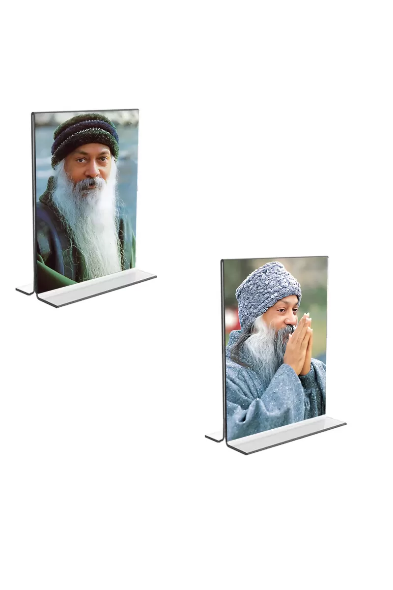 Car Desk/Table Top Osho  Acrylic T-Style Photo Stand - 2.5x3.5 Inches, Compact And Stylish Spiritual Display, Easily Change  2 Photos ( Pack Of 1 ) (F9299)