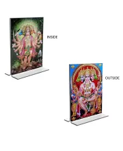 Car Desk/Table Top Panchmukhi Hanuman  Acrylic T-Style Photo Stand - 2.5x3.5 Inches, Compact And Stylish Spiritual Display, Easily Change  2 Photos ( Pack Of 1 ) (F9300)