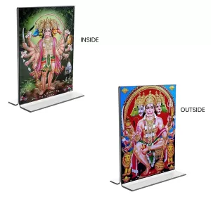 Car Desk/Table Top Panchmukhi Hanuman Acrylic T-Style Photo Stand - 2.5x3.5 Inches, Compact And Stylish Spiritual Display, Easily Change 2 Photos ( Pack Of 1 ) (F9300) Car Desk/Table Top Panchmukhi Hanuman Acrylic T-Style Photo Stand - 2.5x3.5 Inches, Compact And Stylish Spiritual Display, Easily Change 2 Photos ( Pack Of 1 ) (F9300)