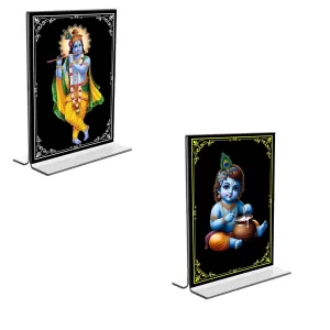 Car Desk/Table Top Sri Krishna Acrylic T-Style Photo Stand - 2.5x3.5 Inches, Compact And Stylish Spiritual Display, Easily Change 2 Photos ( Pack Of 1 ) (F9316) Car Desk/Table Top Sri Krishna Acrylic T-Style Photo Stand - 2.5x3.5 Inches, Compact And Stylish Spiritual Display, Easily Change 2 Photos ( Pack Of 1 ) (F9316)