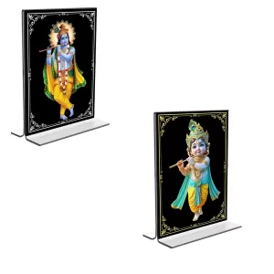 Car Desk/Table Top Sri Krishna Acrylic T-Style Photo Stand - 2.5x3.5 Inches, Compact And Stylish Spiritual Display, Easily Change 2 Photos ( Pack Of 1 ) (F9317) Car Desk/Table Top Sri Krishna Acrylic T-Style Photo Stand - 2.5x3.5 Inches, Compact And Stylish Spiritual Display, Easily Change 2 Photos ( Pack Of 1 ) (F9317)