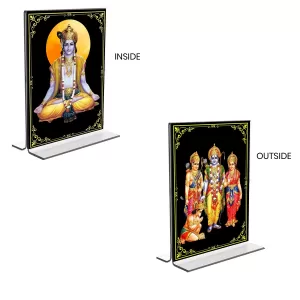 Car Desk/Table Top Sri Krishna & Ram Darbar Acrylic T-Style Photo Stand - 2.5x3.5 Inches, Compact And Stylish Spiritual Display, Easily Change 2 Photos ( Pack Of 1 ) (F9321) Car Desk/Table Top Sri Krishna & Ram Darbar Acrylic T-Style Photo Stand - 2.5x3.5 Inches, Compact And Stylish Spiritual Display, Easily Change 2 Photos ( Pack Of 1 ) (F9321)