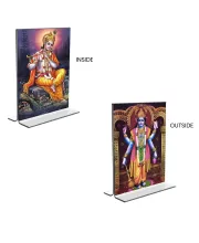 Car Desk/Table Top Sri Krishna & Lord Narayan  Acrylic T-Style Photo Stand - 2.5x3.5 Inches, Compact And Stylish Spiritual Display, Easily Change  2 Photos ( Pack Of 1 ) (F9322)