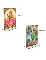 Car Desk/Table Top Maa Lakshmi Acrylic T-Style Photo Stand - 2.5x3.5 Inches, Compact And Stylish Spiritual Display, Easily Change  2 Photos ( Pack Of 1 ) (F9324)