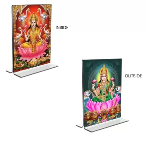 Car Desk/Table Top Maa Lakshmi Acrylic T-Style Photo Stand - 2.5x3.5 Inches, Compact And Stylish Spiritual Display, Easily Change 2 Photos ( Pack Of 1 ) (F9325) Car Desk/Table Top Maa Lakshmi Acrylic T-Style Photo Stand - 2.5x3.5 Inches, Compact And Stylish Spiritual Display, Easily Change 2 Photos ( Pack Of 1 ) (F9325)