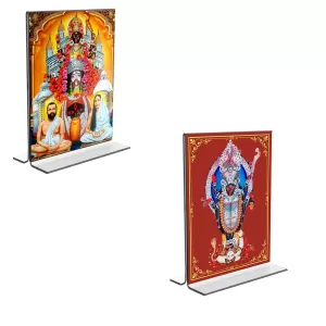 Car Desk/Table Top Maa Kali & Dakshineswar Kali Acrylic T-Style Photo Stand - 2.5x3.5 Inches, Compact And Stylish Spiritual Display, Easily Change 2 Photos ( Pack Of 1 ) (F9333) Car Desk/Table Top Maa Kali & Dakshineswar Kali Acrylic T-Style Photo Stand - 2.5x3.5 Inches, Compact And Stylish Spiritual Display, Easily Change 2 Photos ( Pack Of 1 ) (F9333)
