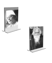 Car Desk/Table Top  Kazi Nazrul & Sri Rabindranath Tagore Acrylic T-Style Photo Stand - 2.5x3.5 Inches, Compact And Stylish Spiritual Display, Easily Change  2 Photos ( Pack Of 1 ) (F9335)