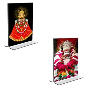 Car Desk/Table Top Lord Khatu Shyam Acrylic T-Style Photo Stand - 2.5x3.5 Inches, Compact And Stylish Spiritual Display, Easily Change 2 Photos ( Pack Of 1 ) (F9337) Car Desk/Table Top Lord Khatu Shyam Acrylic T-Style Photo Stand - 2.5x3.5 Inches, Compact And Stylish Spiritual Display, Easily Change 2 Photos ( Pack Of 1 ) (F9337)