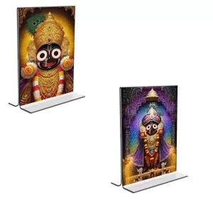 Car Desk/Table Top Lord Jagannath Acrylic T-Style Photo Stand - 2.5x3.5 Inches, Compact And Stylish Spiritual Display, Easily Change 2 Photos ( Pack Of 1 ) (F9349) Car Desk/Table Top Lord Jagannath Acrylic T-Style Photo Stand - 2.5x3.5 Inches, Compact And Stylish Spiritual Display, Easily Change 2 Photos ( Pack Of 1 ) (F9349)
