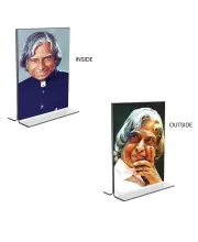 Car Desk/Table Top APJ Abdul Kalam  Acrylic T-Style Photo Stand - 2.5x3.5 Inches, Compact And Stylish Spiritual Display, Easily Change  2 Photos ( Pack Of 1 ) (F9363)