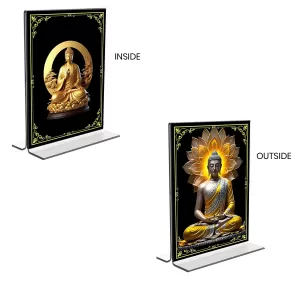 Car Desk/Table Top Buddha Acrylic T-Style Photo Stand - 2.5x3.5 Inches, Compact And Stylish Spiritual Display, Easily Change 2 Photos ( Pack Of 1 ) (F9370) Car Desk/Table Top Buddha Acrylic T-Style Photo Stand - 2.5x3.5 Inches, Compact And Stylish Spiritual Display, Easily Change 2 Photos ( Pack Of 1 ) (F9370)