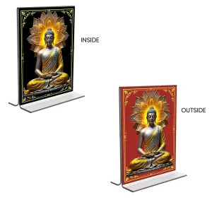 Car Desk/Table Top Buddha Acrylic T-Style Photo Stand - 2.5x3.5 Inches, Compact And Stylish Spiritual Display, Easily Change 2 Photos ( Pack Of 1 ) (F9371) Car Desk/Table Top Buddha Acrylic T-Style Photo Stand - 2.5x3.5 Inches, Compact And Stylish Spiritual Display, Easily Change 2 Photos ( Pack Of 1 ) (F9371)