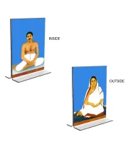 Car Desk/Table Top Anukul Chandra Thakur & Jagajanani Sree Sree Barama  Acrylic T-Style Photo Stand - 2.5x3.5 Inches, Compact And Stylish Spiritual Display, Easily Change  2 Photos ( Pack Of 1 ) (F9385)
