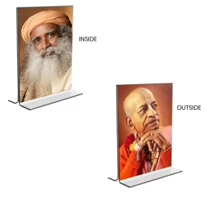 Car Desk/Table Top Sadhguru & Swami Prabhupada Acrylic T-Style Photo Stand - 2.5x3.5 Inches, Compact And Stylish Spiritual Display, Easily Change 2 Photos ( Pack Of 1 ) (F9401) Car Desk/Table Top Sadhguru & Swami Prabhupada Acrylic T-Style Photo Stand - 2.5x3.5 Inches, Compact And Stylish Spiritual Display, Easily Change 2 Photos ( Pack Of 1 ) (F9401)