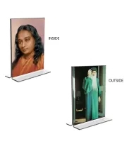 Car Desk/Table Top Paramahansa Yogananda & Osho  Acrylic T-Style Photo Stand - 2.5x3.5 Inches, Compact And Stylish Spiritual Display, Easily Change  2 Photos ( Pack Of 1 ) (F9402)