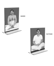 Car Desk/Table Top Sri Sri Thakur Anukul Chandra  & Sri Baroda  Acrylic T-Style Photo Stand - 2.5x3.5 Inches, Compact And Stylish Spiritual Display, Easily Change  2 Photos ( Pack Of 1 ) (F9405)