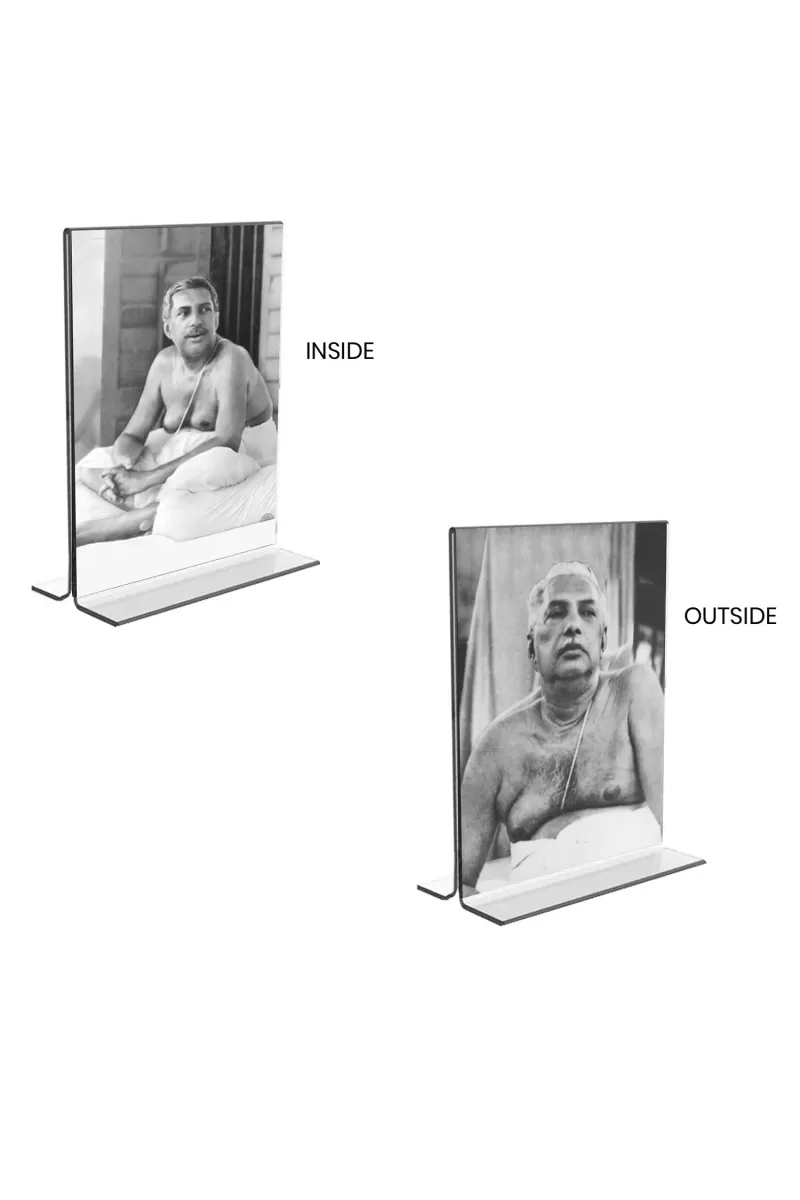 Car Desk/Table Top Sri Sri Anukul Chandra Thakur  Acrylic T-Style Photo Stand - 2.5x3.5 Inches, Compact And Stylish Spiritual Display, Easily Change  2 Photos ( Pack Of 1 ) (F9407)
