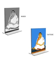 Car Desk/Table Top Barama  Acrylic T-Style Photo Stand - 2.5x3.5 Inches, Compact And Stylish Spiritual Display, Easily Change  2 Photos ( Pack Of 1 ) (F9408)