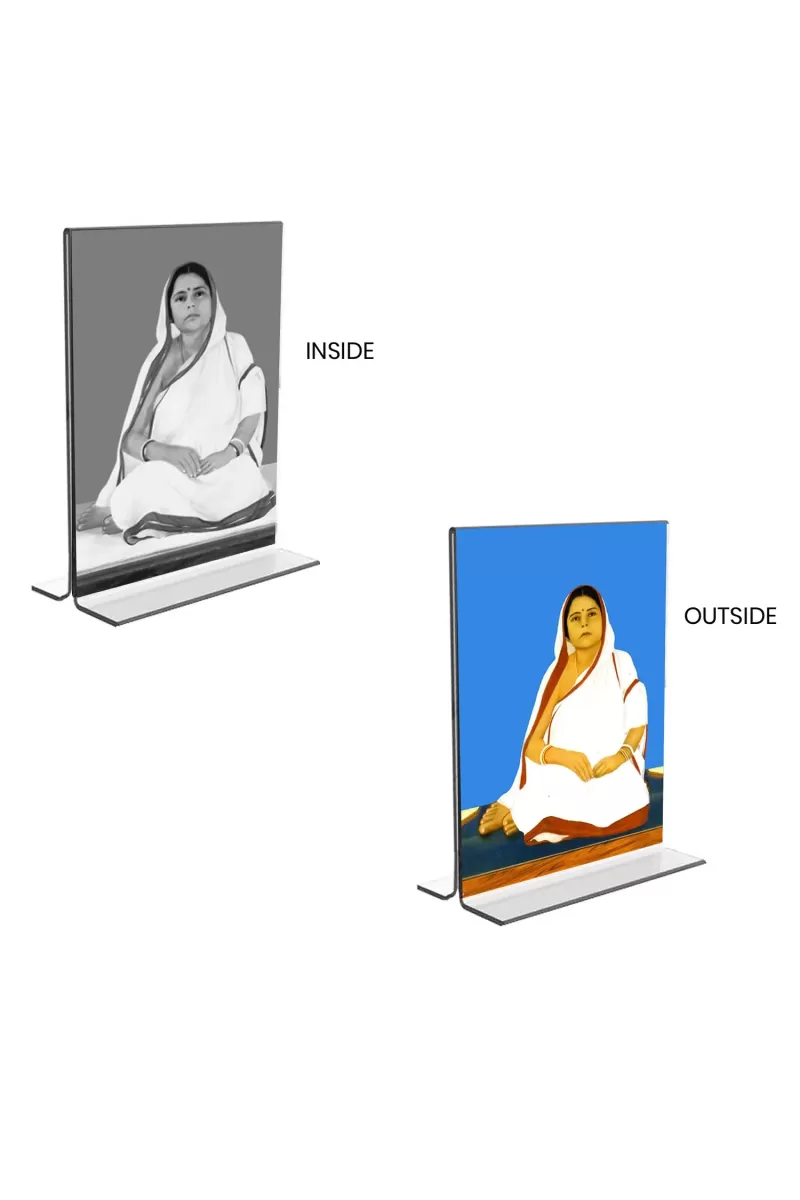 Car Desk/Table Top Barama  Acrylic T-Style Photo Stand - 2.5x3.5 Inches, Compact And Stylish Spiritual Display, Easily Change  2 Photos ( Pack Of 1 ) (F9408)