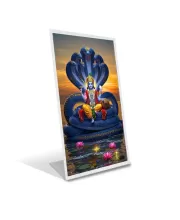 Car Desk/Table Top Lord Vishnu Acrylic L-Style Photo Stand - 2.5x3.5 Inches, Compact And Stylish Spiritual Display (F6664)