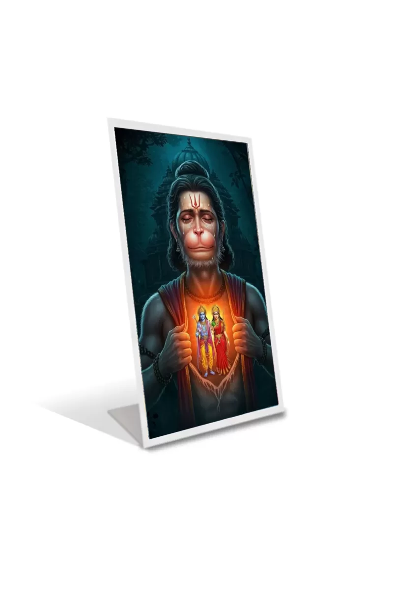 Car Desk/Table Top Jai Bajrang Bali Acrylic L-Style Photo Stand - 2.5x3.5 Inches, Compact And Stylish Spiritual Display (F6665)