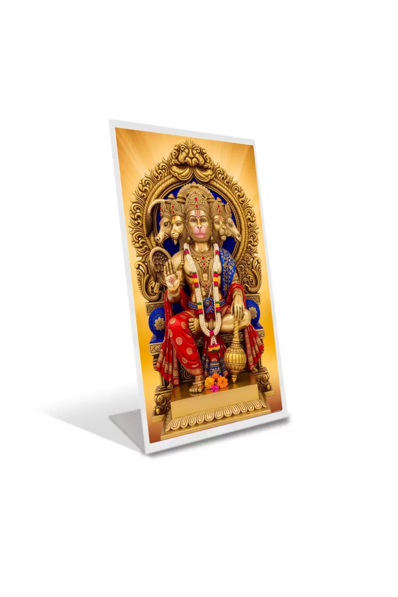 Car Desk/Table Top Lord Hanuman Acrylic L-Style Photo Stand - 2.5x3.5 Inches, Compact And Stylish Spiritual Display (F6667)