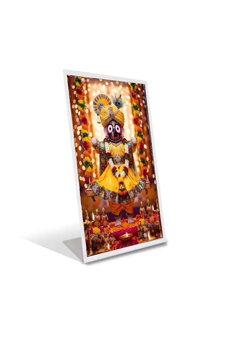 Car Desk/Table Top Jai  Jagannath Acrylic L-Style Photo Stand - 2.5x3.5 Inches, Compact And Stylish Spiritual Display (F6655)