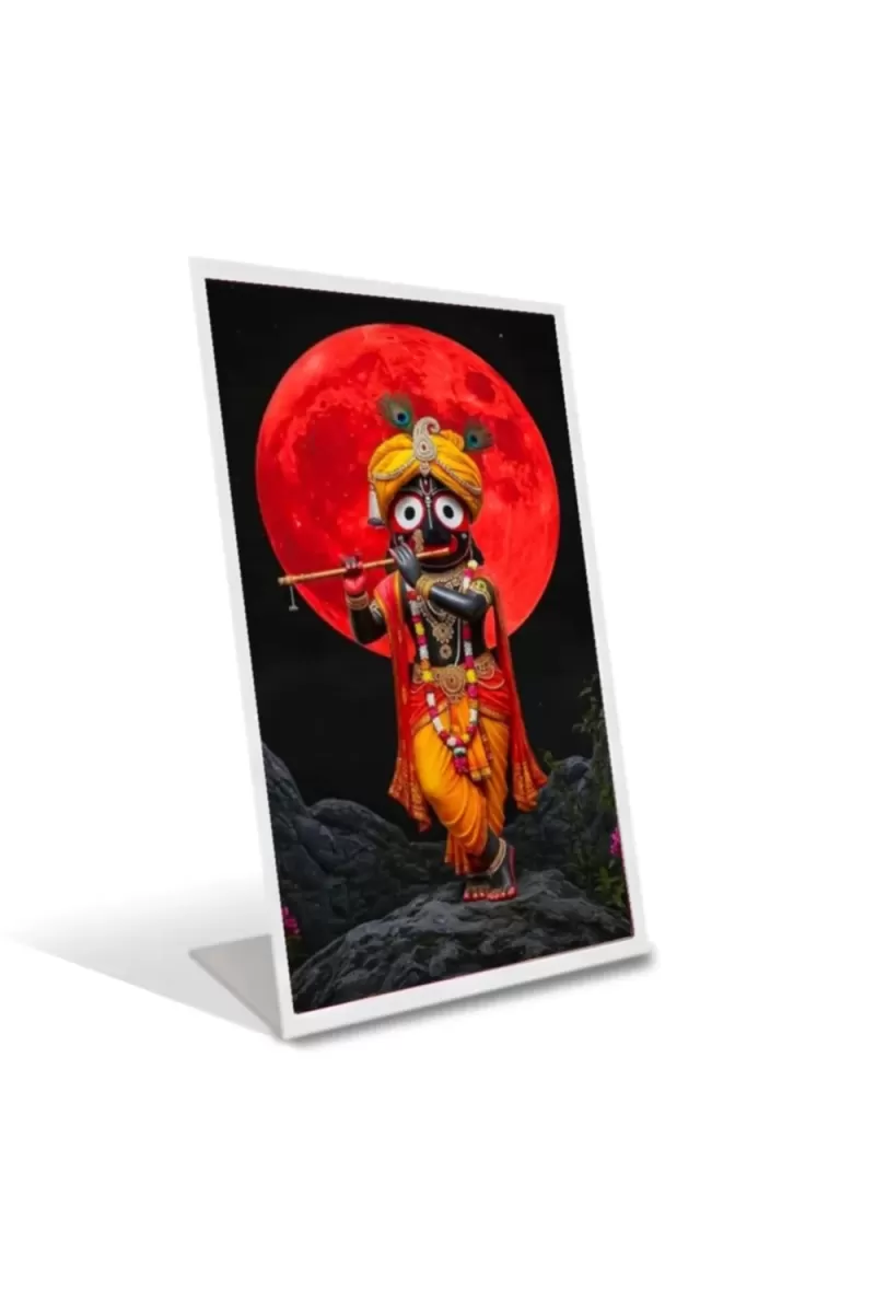 Car Desk/Table Top Jai  Jagannath Acrylic L-Style Photo Stand - 2.5x3.5 Inches, Compact And Stylish Spiritual Display (F6658)