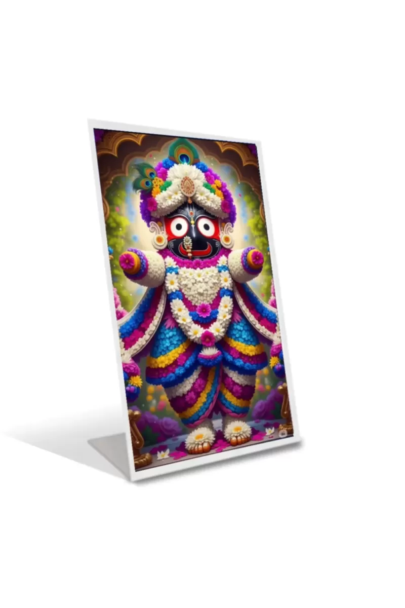 Car Desk/Table Top Jai  Jagannath Acrylic L-Style Photo Stand - 2.5x3.5 Inches, Compact And Stylish Spiritual Display (F6660)