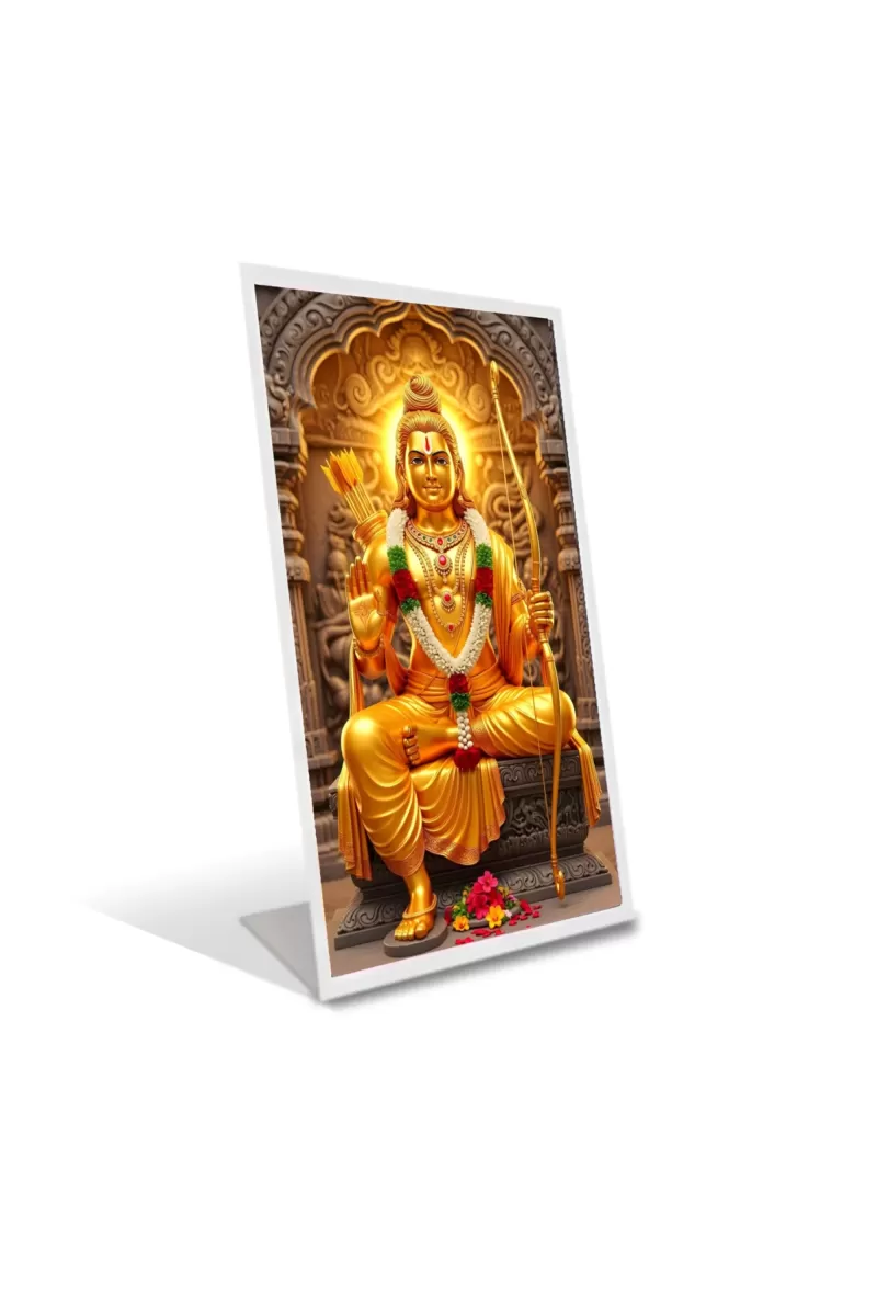 Car Desk/Table Top Jai Shree Ram Acrylic L-Style Photo Stand - 2.5x3.5 Inches, Compact And Stylish Spiritual Display (F6668)