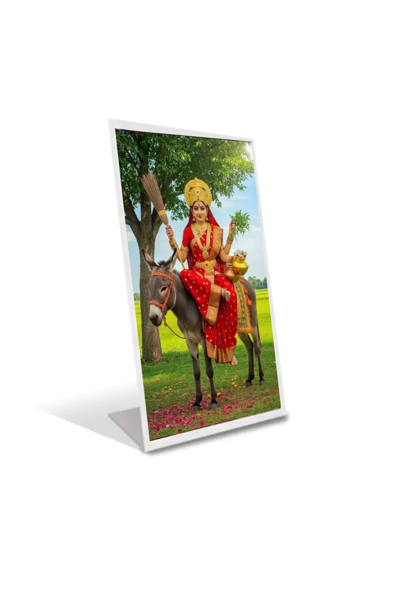 Car Desk/Table Top Jay Maa Sheetla Acrylic L-Style Photo Stand - 2.5x3.5 Inches, Compact And Stylish Spiritual Display (F6670)