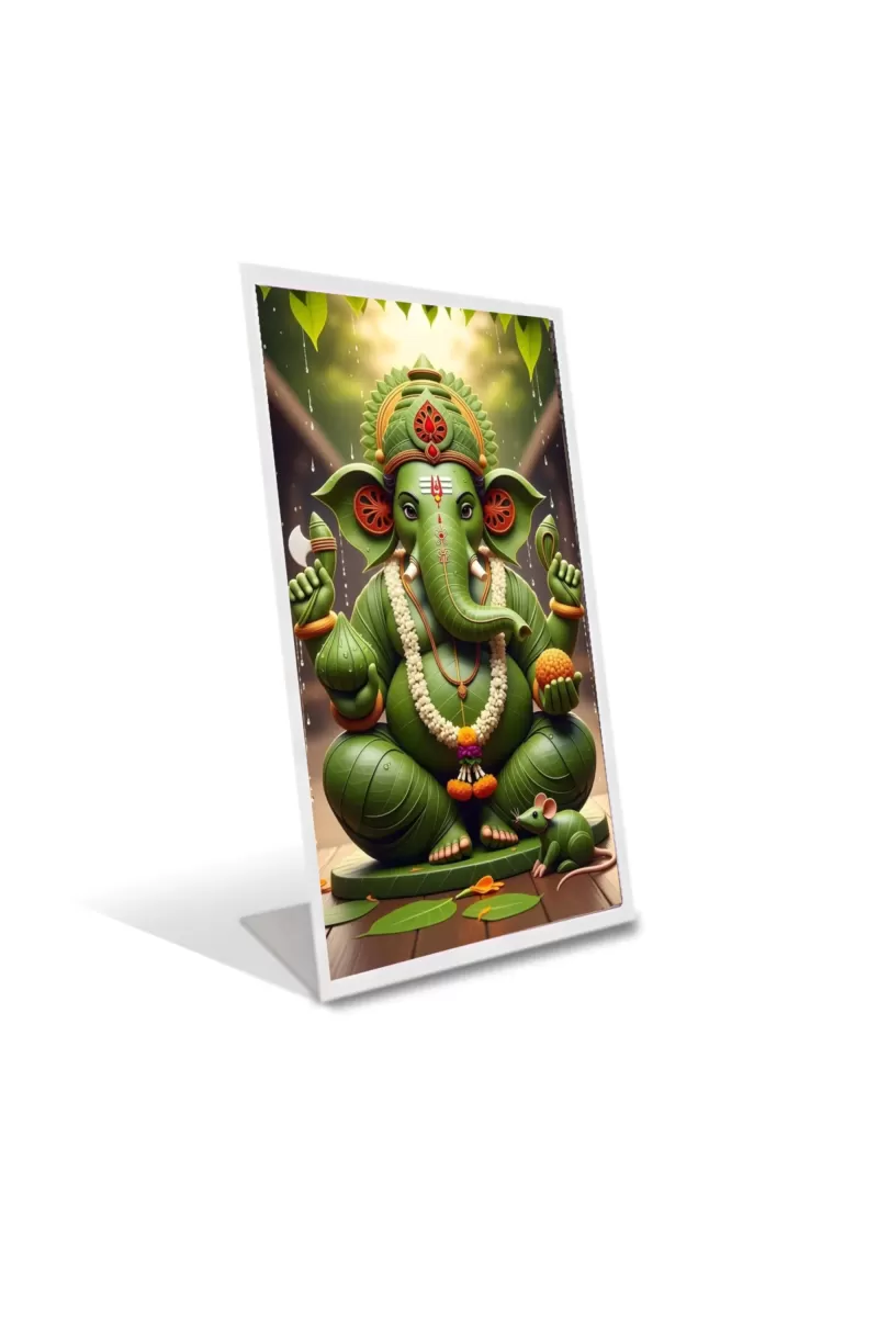 Car Desk/Table Top Lord Ganesha Acrylic L-Style Photo Stand - 2.5x3.5 Inches, Compact And Stylish Spiritual Display (F6674)