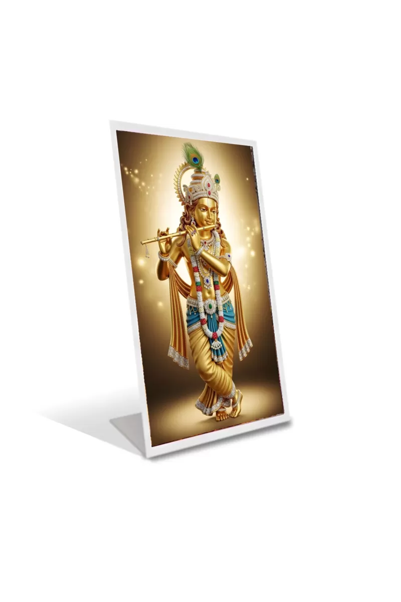 Car Desk/Table Top Divine Krishna Acrylic L-Style Photo Stand - 2.5x3.5 Inches, Compact And Stylish Spiritual Display (F6676)