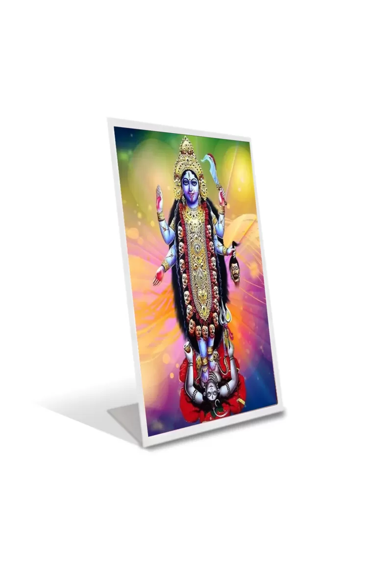 Car Desk/Table Top Jai Maa Kaali Acrylic L-Style Photo Stand - 2.5x3.5 Inches, Compact And Stylish Spiritual Display (F6685)