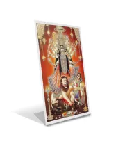 Car Desk/Table Top Maa Durga Acrylic L-Style Photo Stand - 2.5x3.5 Inches, Compact And Stylish Spiritual Display (F6686)