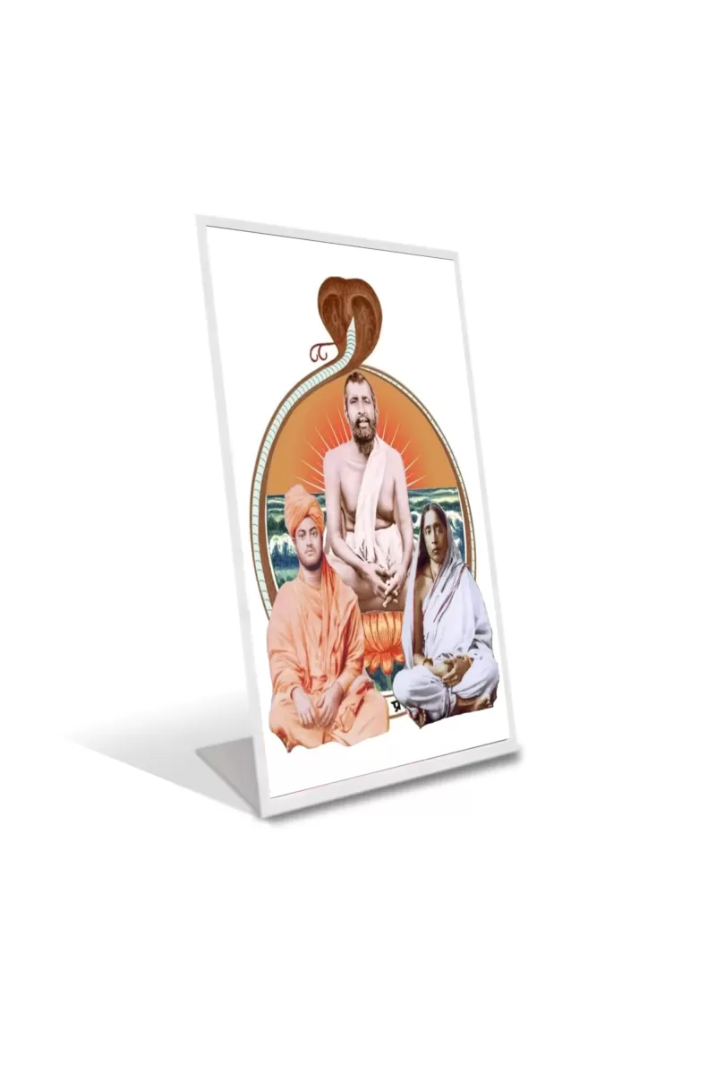 Car Desk/Table Top Ramakrishna Paramahamsa,Swami,Sarada Devi Vivekananda Acrylic L-Style Photo Stand - 2.5x3.5 Inches, Compact And Stylish Spiritual Display (F6688)