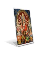 Car Desk/Table Top Maa Durga Acrylic L-Style Photo Stand - 2.5x3.5 Inches, Compact And Stylish Spiritual Display (F6689)