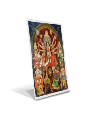Car Desk/Table Top Maa Durga Acrylic L-Style Photo Stand - 2.5x3.5 Inches, Compact And Stylish Spiritual Display (F6689)