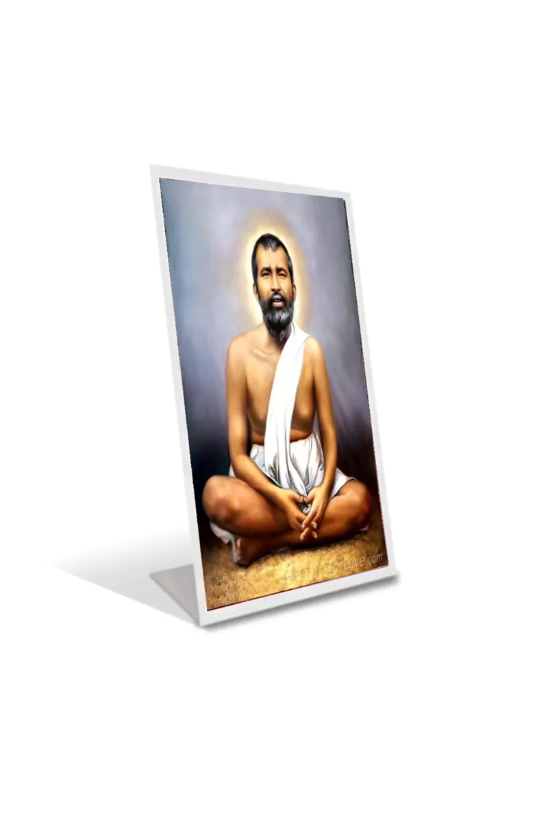 Car Desk/Table Top Bamakhapa Ramakrishna Acrylic L-Style Photo Stand - 2.5x3.5 Inches, Compact And Stylish Spiritual Display (F6692)