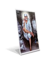 Car Desk/Table Top Shirdi Sai Baba Acrylic L-Style Photo Stand - 2.5x3.5 Inches, Compact And Stylish Spiritual Display (F6693)