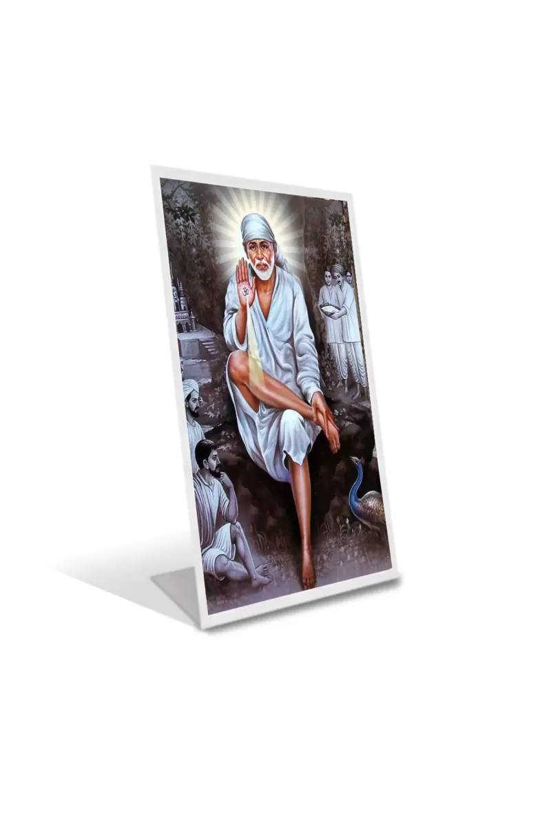 Car Desk/Table Top Shirdi Sai Baba Acrylic L-Style Photo Stand - 2.5x3.5 Inches, Compact And Stylish Spiritual Display (F6693)